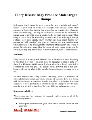 Fabry Disease May Produce Male Organ Bumps