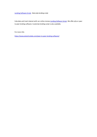 Lending Software Script - Best p2p lending script