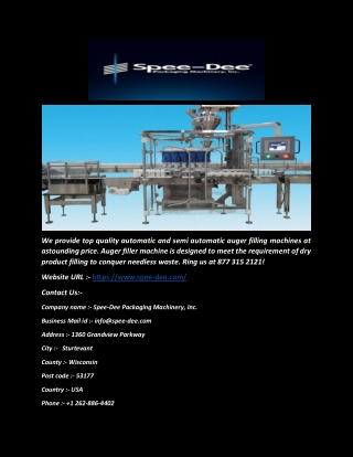 Automatic and Semi-Automatic Auger Fillers Machine(spee-dee.com)