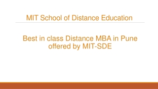 Best in class Distance MBA in Pune offered by MITSDE