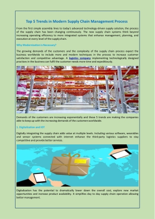 Top 5 Trends in Modern Supply Chain Management Process