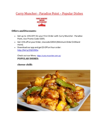 Curry Muncher menu – 10% off - Indian restaurant in Pacific Pines, Paradise Point, QLD