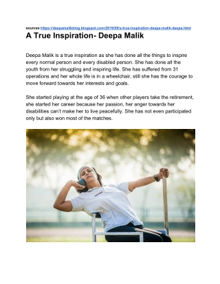A true Inspiration- Deepa Malik