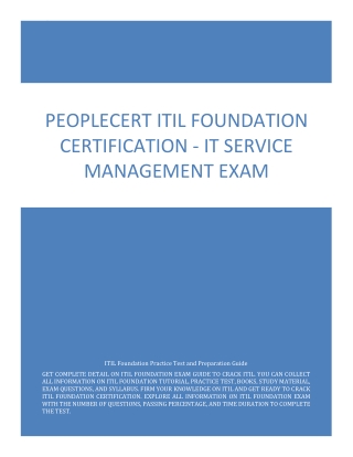 [PDF] PeopleCert ITIL Foundation Certification - IT Service Management Exam
