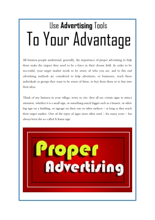 Use Advertising Tools to Your Advantage