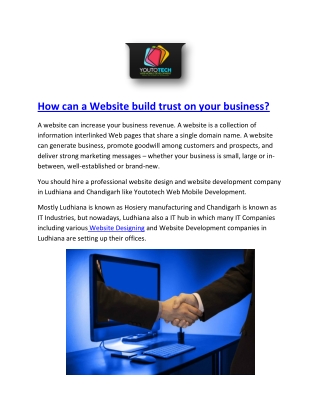 How can a Website build trust on your business? (Youtotech Web Mobile Development)