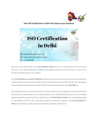 How ISO Certification in Delhi will improve your business