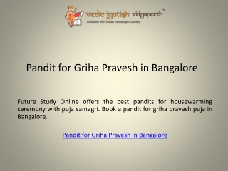 Pandit for Griha Pravesh in Bangalore