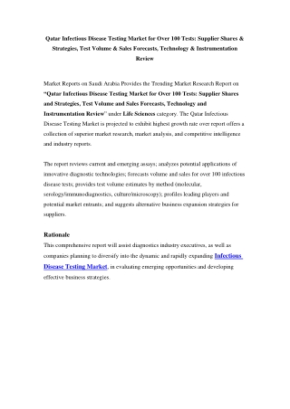 Qatar Infectious Disease Testing Market - Outlook to 2024