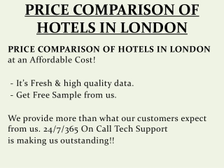 PRICE COMPARISON OF HOTELS IN LONDON