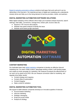 DIGITAL MARKETING AUTOMATION SOFTWARE IN UK & INDIA