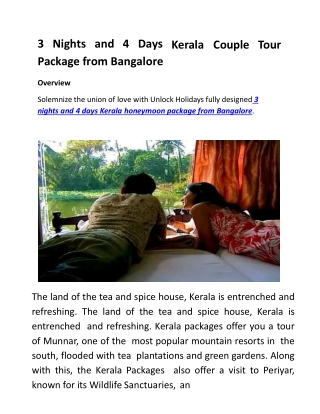 Kerala Couple Honeymoon Packages from Bangalore