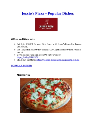 Jessie's Pizza Restaurant Hoppers Crossing – 5% off – Pizza Hoppers