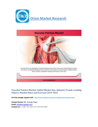 Vascular Patches Market: Global Industry Growth, Market Size, Share and Forecast 2019-2025