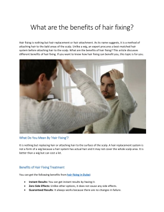 What are the benefits of hair fixing?