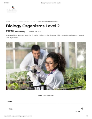 Biology Organisms Level 2 - Edukite