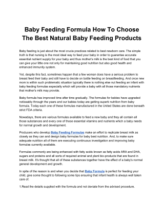 Baby Feeding Formula How To Choose The Best Natural Baby Feeding Products