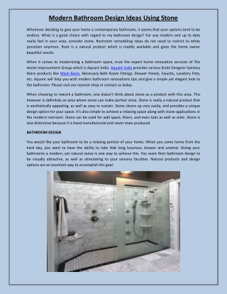 Modern Bathroom Design Ideas Using Stone