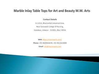Marble Inlay Table Tops for Art and Beauty M.M. Arts