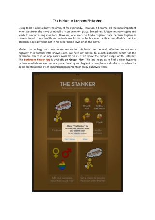 The Stanker - A Bathroom Finder App