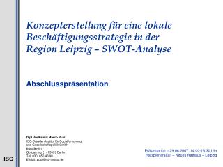 Konzepterstellung für eine lokale Beschäftigungsstrategie in der Region Leipzig – SWOT-Analyse
