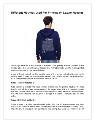 Different Methods Used For Printing on Leaver Hoodies