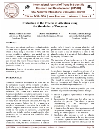 Evaluation of the Process of Attention using the Simulation of Processes