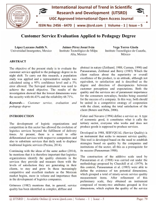 Customer Service Evaluation Applied to Pedagogy Degree