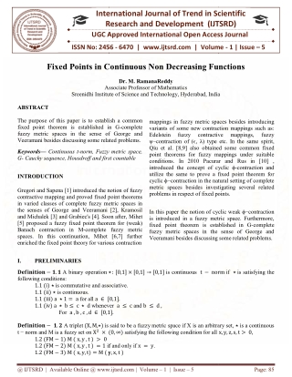 Fixed Points in Continuous Non Decreasing Functions
