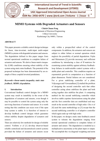 MIMO Systems with Degraded Actuators and Sensors
