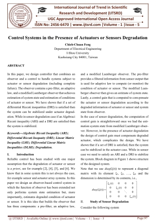 Control Systems in the Presence of Actuators or Sensors Degradation