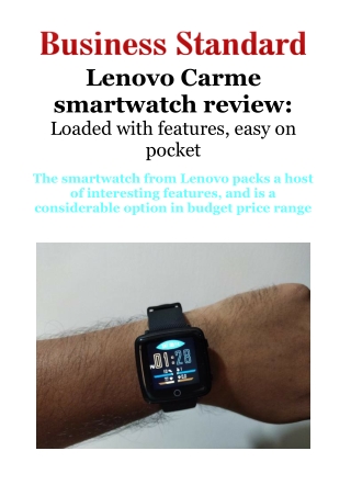 Lenovo Carme smartwatch review: Loaded with features, easy on pocket