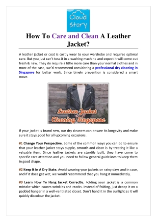 How To Care and Clean A Leather Jacket?