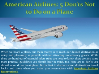 American Airlines: 5 Don’ts Not to Do on a Plane