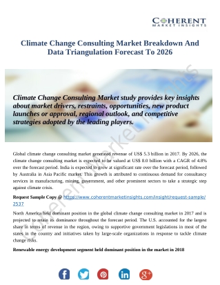 Climate Change Consulting Market Headed for Growth and Global Expansion by 2026