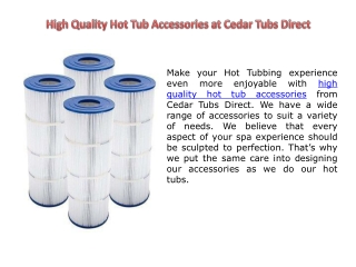 High Quality Hot Tub Accessories at Cedar Tubs Direct