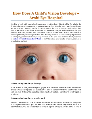How Does A Child’s Vision Develop? - Arohi Eye Hospital