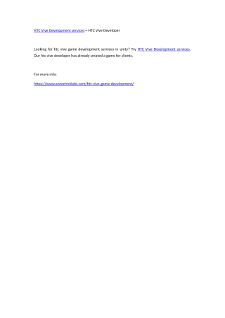 HTC Vive Development services – HTC Vive Developer