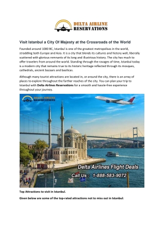 Plan your trip to Istanbul with Delta Airlines Reservations