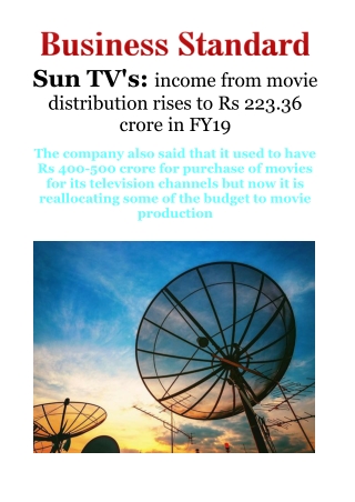 Sun TV's income from movie distribution rises to Rs 223.36 crore in FY19