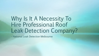 Why Is It A Necessity To Hire Professional Roof Leak Detection Company?