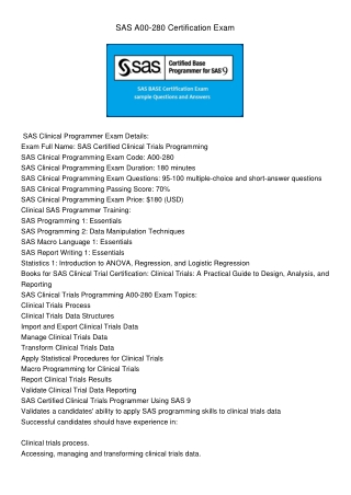 SAS Clinical Programming