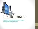 BP Plastics Holding Berhad Company Snapshot