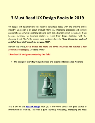 3 Must Read UX Design Books in 2019