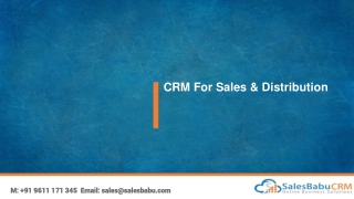 CRM For Sales & Distribution