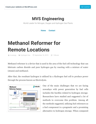 Methanol Reformer for Remote Locations