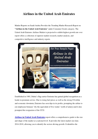 United Arab Emirates Airlines Market: Growth, Opportunity and Forecast Till 2024