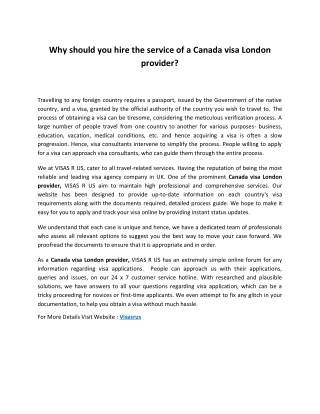 Canada visa London provider