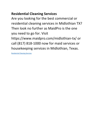 Residential Cleaning Services