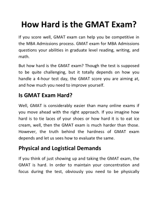 How Hard is the GMAT Exam